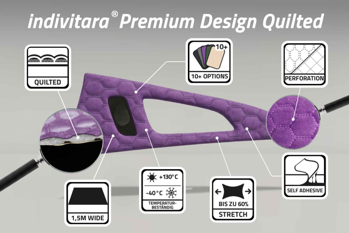 indivitara® Premium Design Quilted - selbstklebender Mikrofaserstoff Premium mit gesteppten Muster - Meterware - verschiedene Farben